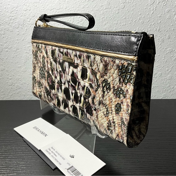 Brahmin Daisy MULTI PELLHAM Leather Wristlet Cosmetic Clutch Bag